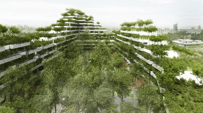 Doğayla bütünleşik mimarinin yenilikçi projelerini temsil eden bir görselin alternatif açıklaması.