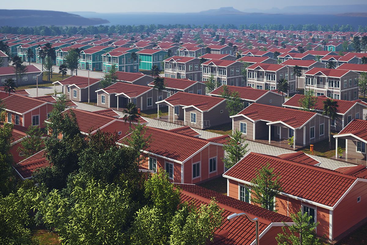 Modern ve uygun fiyatlı konutların yer aldığı toplu konut projesi.