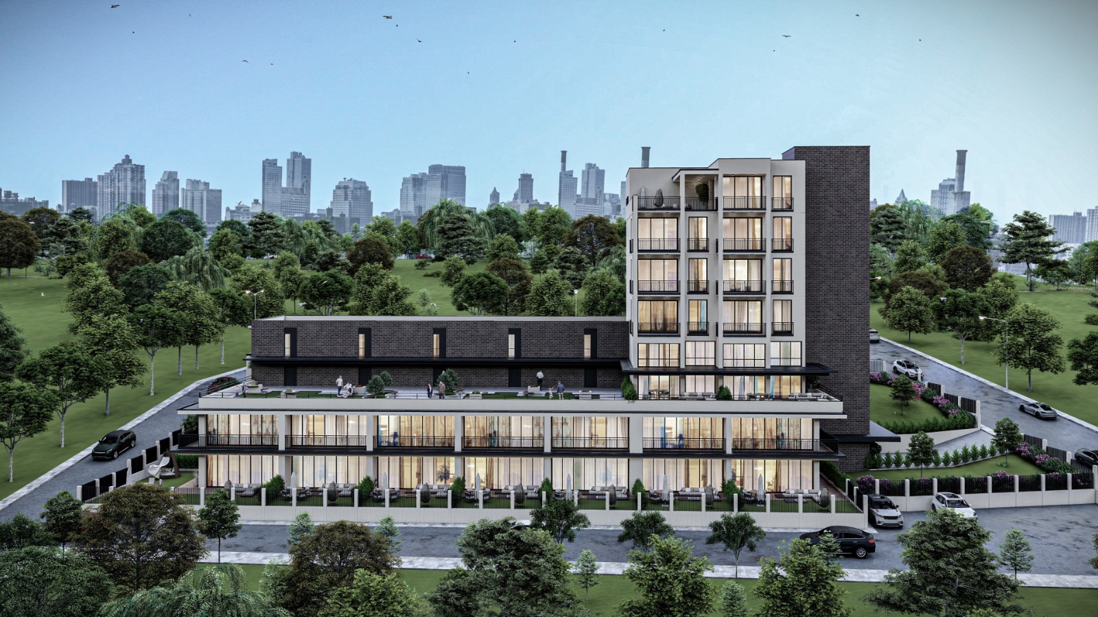 Alacaatlı’da yatırım amaçlı konut projelerini gösteren mimari çizimler ve yerleşim planlarının görselleştirmesi.