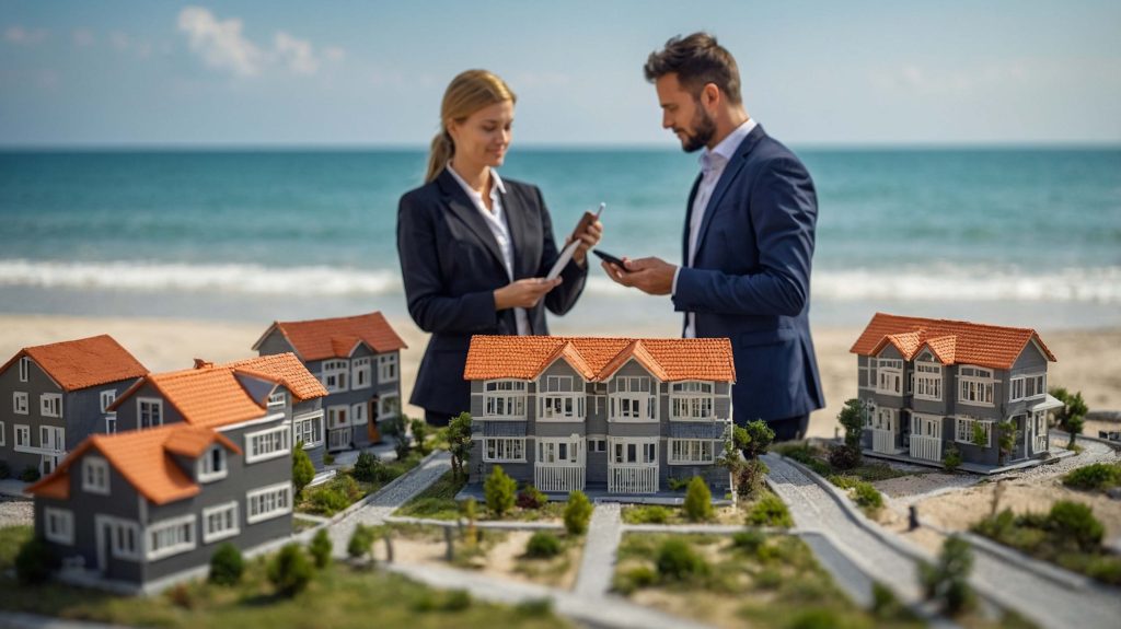 Ankara’da bir arsada, mimar ve arsa sahibi birlikte villa projesi çizimleri ve imar planı üzerinde konuşurken görülüyor.