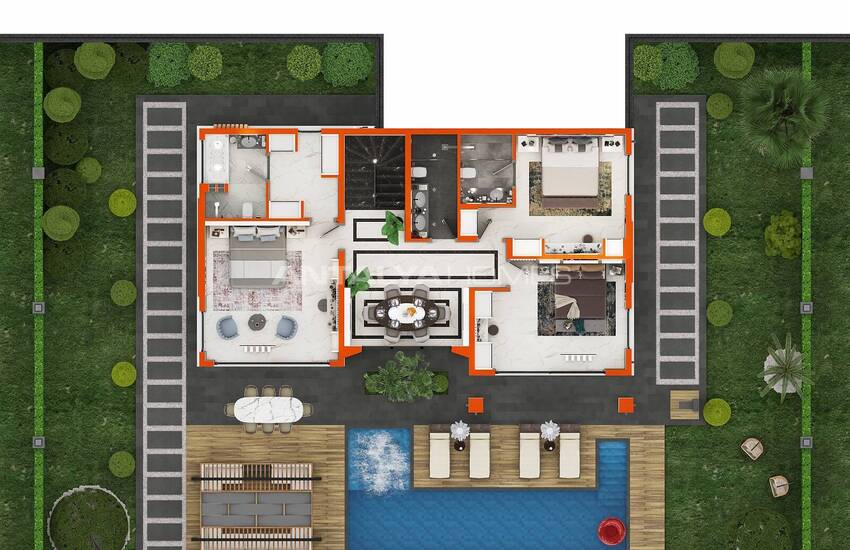 Ankara’nın gözde semtlerinde yer alan modern villaların mimari proje çizimlerinin incelendiği tasarım masası.