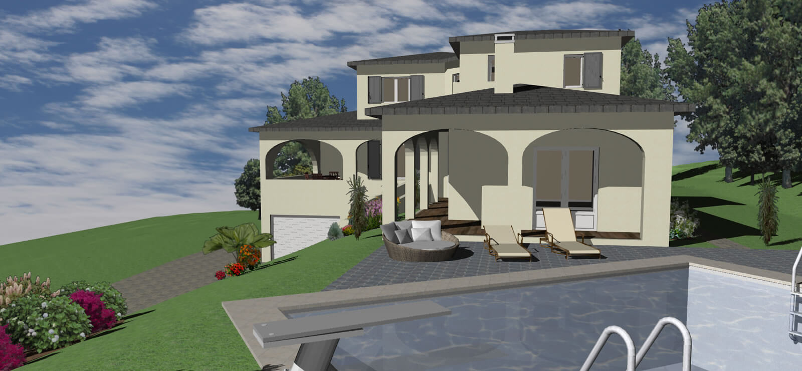 İncek’te yer alacak modern bir villa projesinin üç boyutlu modelinin ekranda açık olduğu, mimarlık ofisinde proje çizimleri üzerinden değerlendirme yapan mimar ve villa sahibi