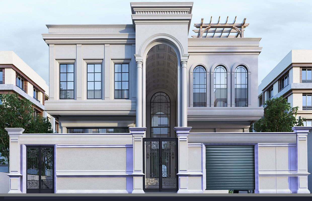 Gölbaşı’nda modern ve klasik mimari çizgileri yansıtan villa tasarım örneklerinin dış cephe görünümü