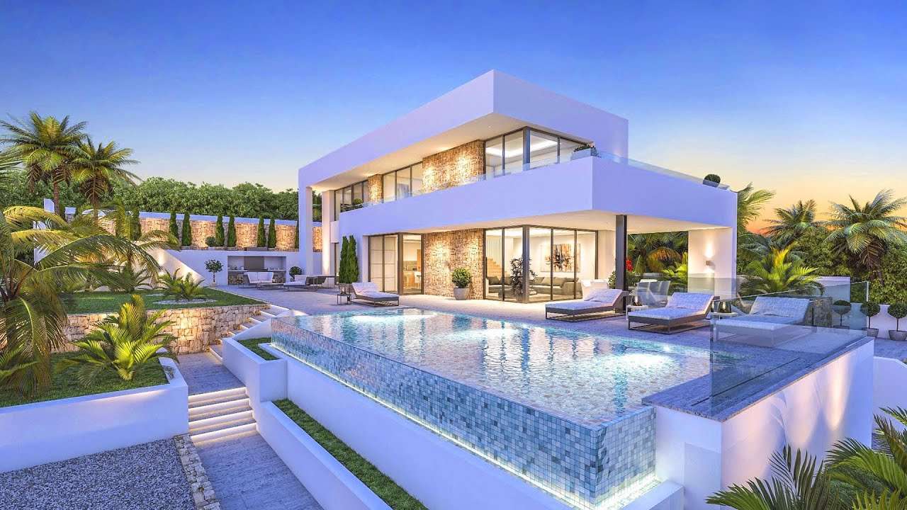 Gölbaşı’nda geniş bahçeli, modern mimariye sahip prestijli villa projesinin dış görünümü