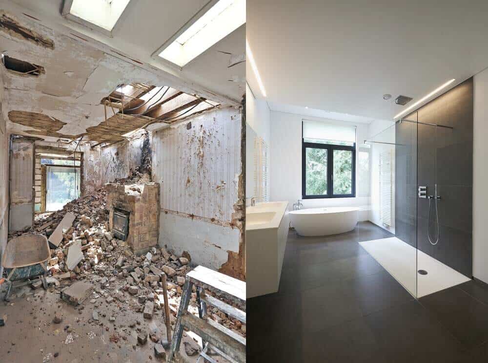 Tarihi yapının mevcut hali ile restitüsyon çiziminin yan yana gösterildiği restorasyon ve restitüsyon karşılaştırması.